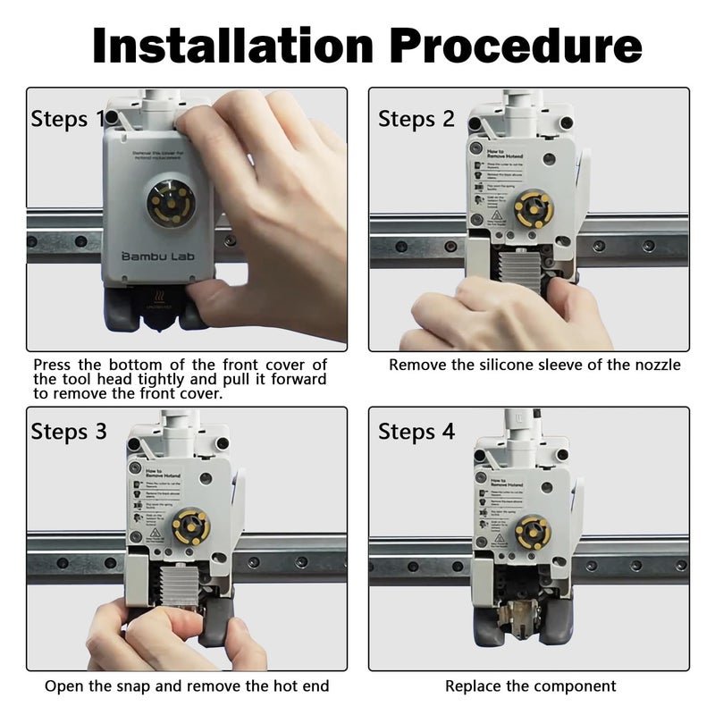HzdaDeve 2 Pack A1 Mini/A1 Hotend Print Head Hot End Kit Extruder Upgrade Stainless Steel Hotend All Metal Silver Radiator Integrated Structure Kit with Extra 2PK Silicone Sock for Bambu Lab Printer - Image 4